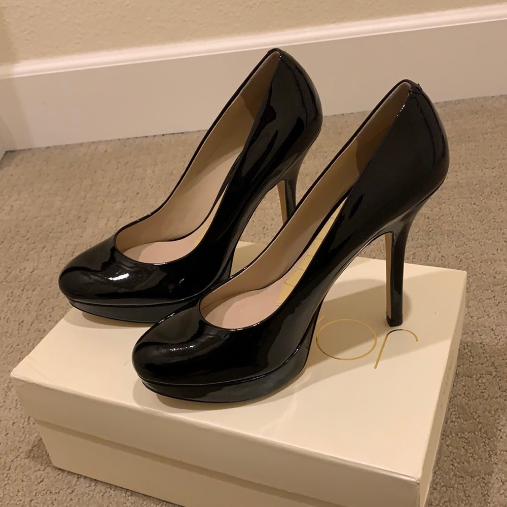 Joan and David platform heels, Black Patent Leather, Size 7